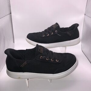 Skechers Bobs Plush Black Textile Slip On Sneakers Women's Size 6.5